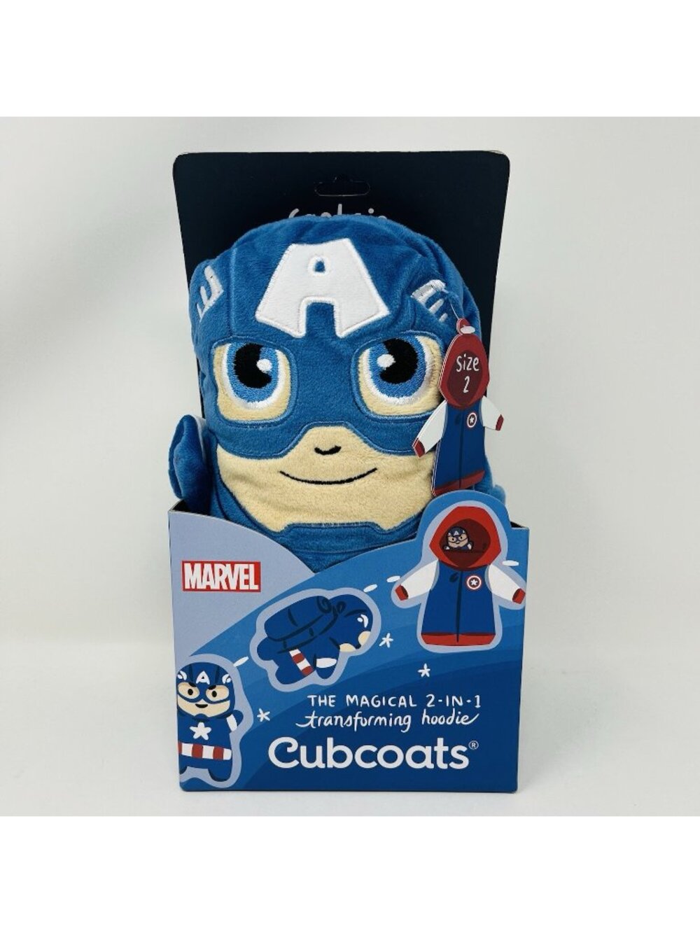 Cubcoats Captain America Hoodie Jacket  2T, Transforming Fleece Plush Marvel New